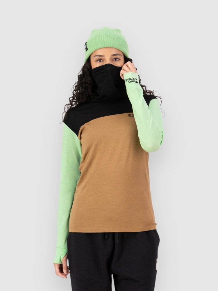 

Функциональная рубашка Mons Royale Yotei Merino High Neck Funktionsshirt, matcha/toffee/black, Черный, Функциональная рубашка Mons Royale Yotei Merino High Neck Funktionsshirt, matcha/toffee/black