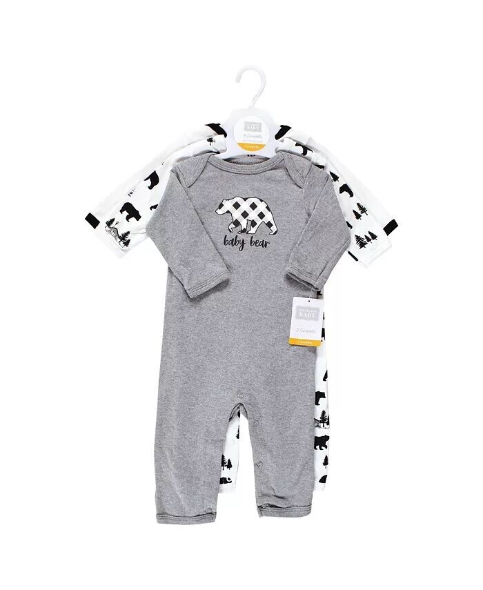 Хлопковый комбинезон унисекс для маленьких мальчиков, Baby Bear Серый Черный Hudson Baby, мультиколор — фото 3