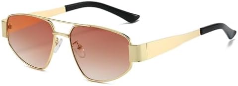 

Солнцезащитные очки 2027 года для женщин, металлическая оправа, двойная перемычка, мужские дорожные очки, градиентные очки, защита от УФ-излучения UV400 MTZJH, Gold Gradient Tea