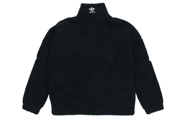 Куртка adidas originals Contrasting Colors Logo Suede Stand Collar Sports Jacket Black, черный — фото 2