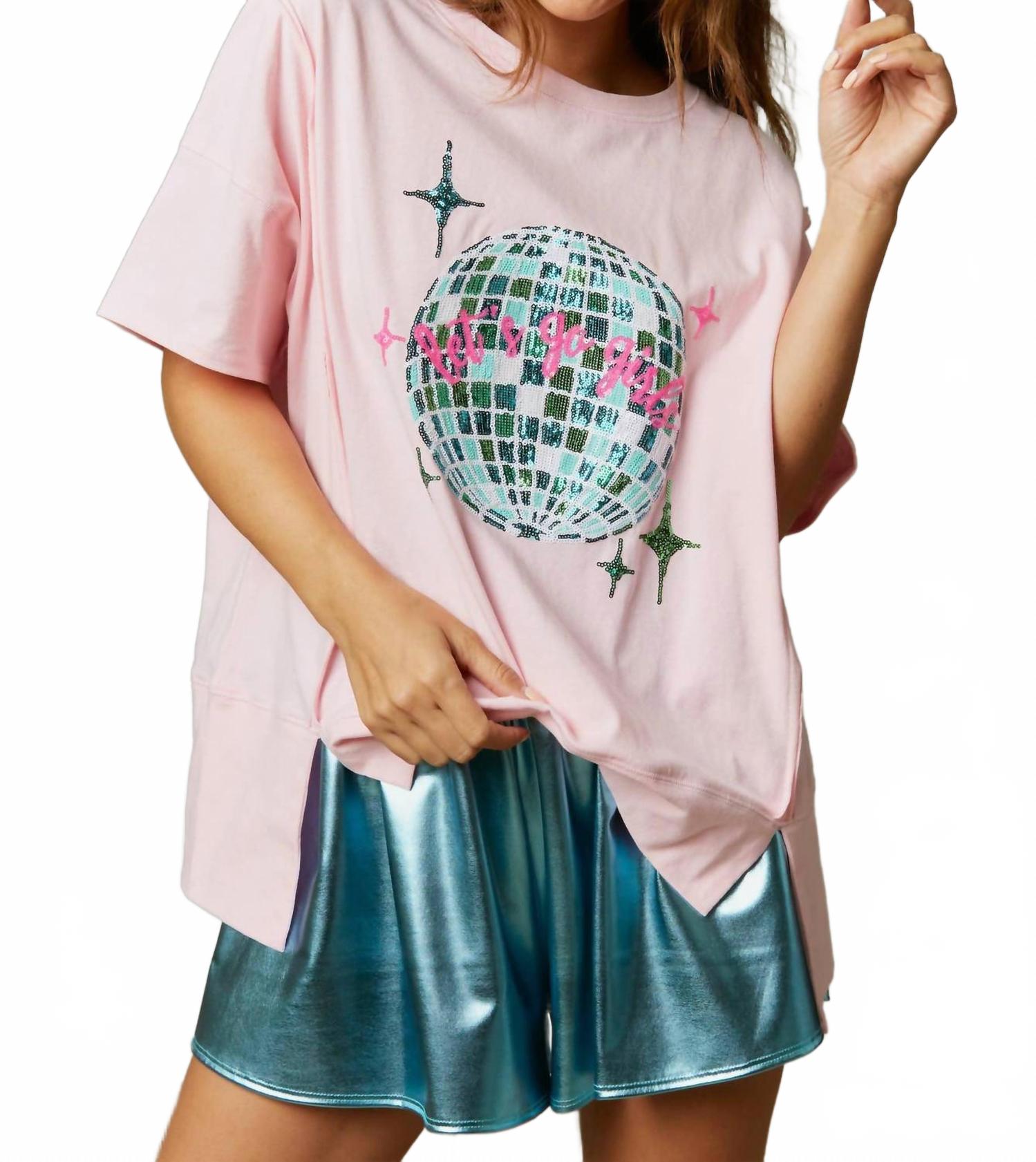 

Футболка Let's Go Girls Disco Ball с пайетками нежно-розового цвета FANTASTIC FAWN