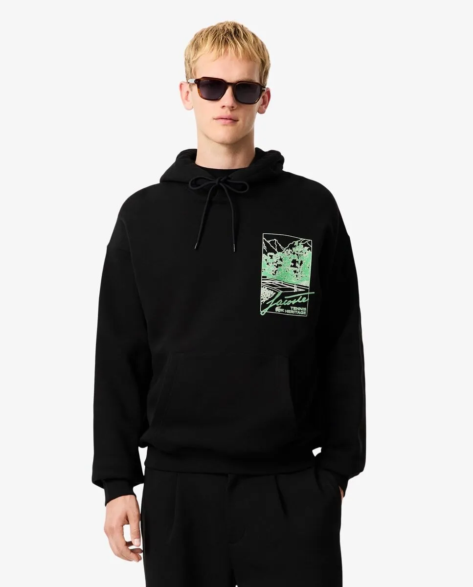 

Мужская толстовка с капюшоном из флиса с розовым принтом Lacoste