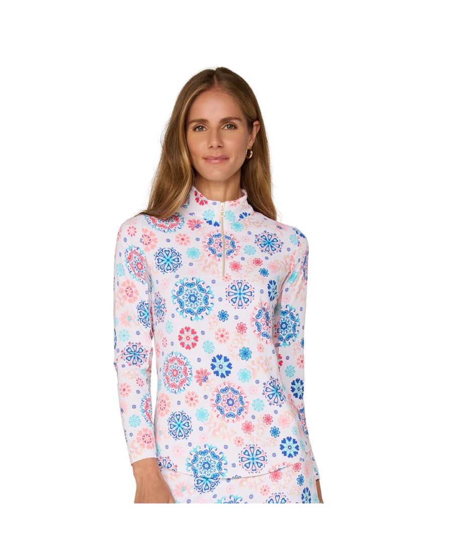 

Топ с длинными рукавами и воротником-стойкой от G Lifestyle G Lifestyle Clothing, Coral medallion