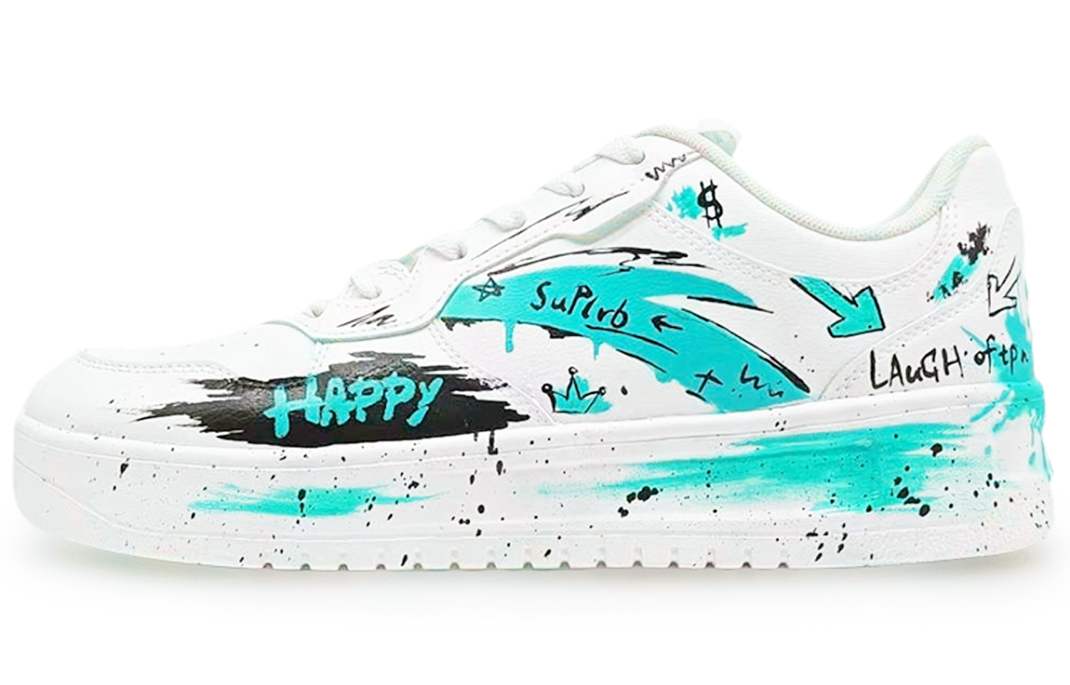 

Свободные низкие мужские кроссовки для скейтбординга ANTA, White Black Cyan