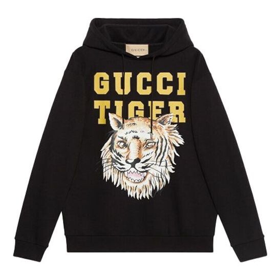 

Свитер tiger logo cotton sweatshirt 'black yellow' Gucci, черный