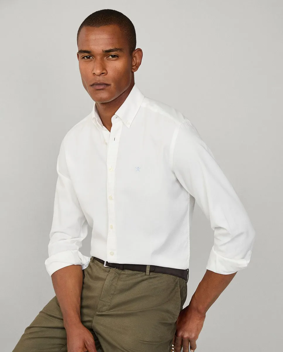 

Мужская рубашка Oxford классического кроя, окрашенная после пошива, с вышитым логотипом, больших размеров Hackett, белый