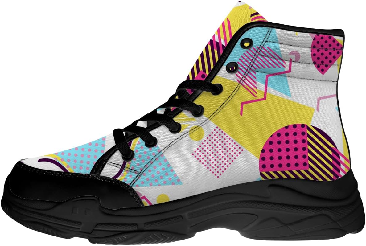 

Женские кроссовки Quorax 80-х на высокой подошве с шнуровкой, тканевые, подарок для нее и для него, синий/желтый/розовый