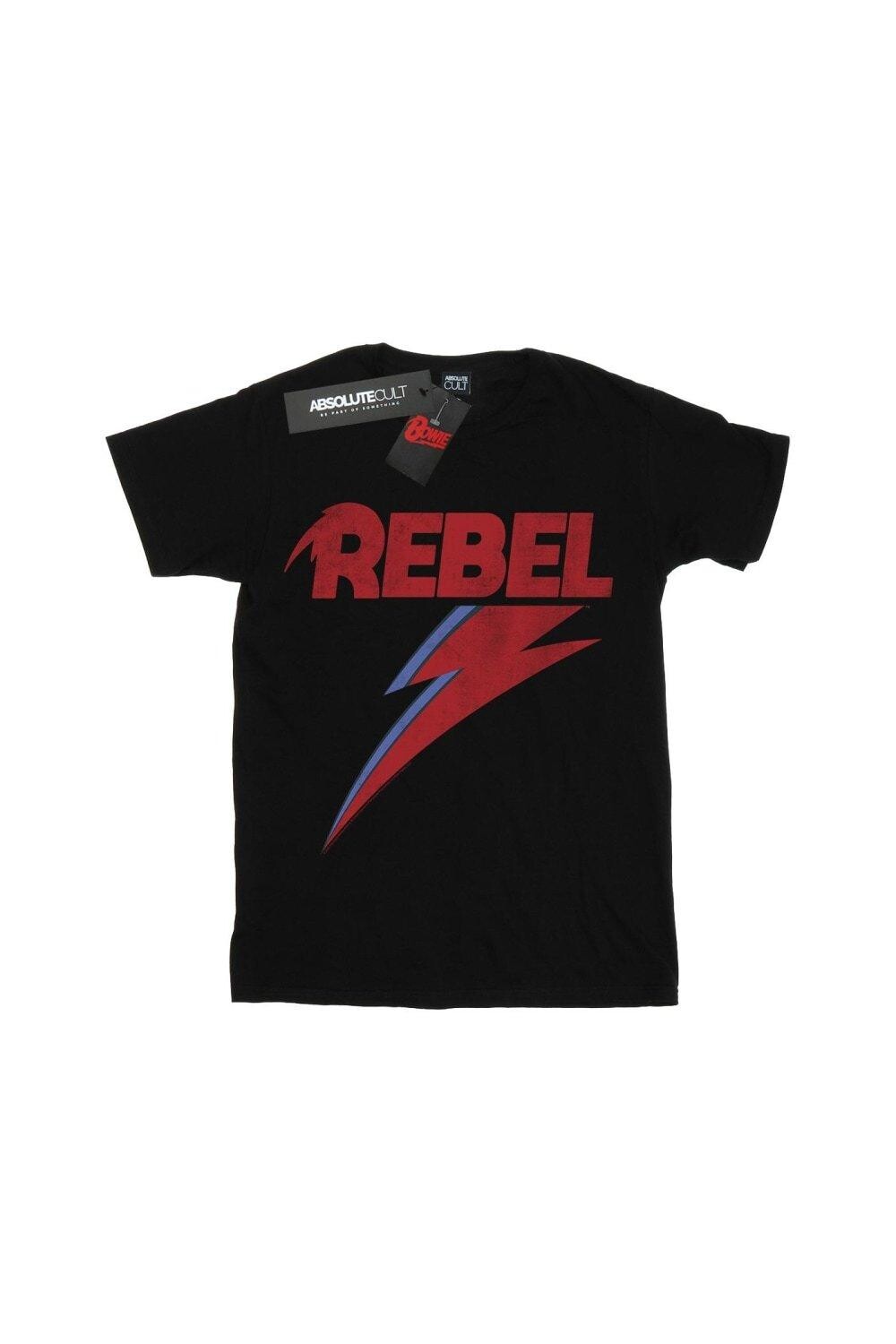 Хлопковая футболка с потертостями Rebel David Bowie, черный — фото 2