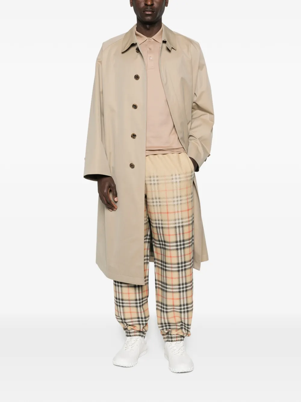 Брюки Burberry тренировочные в клетку, бежевые — фото 2