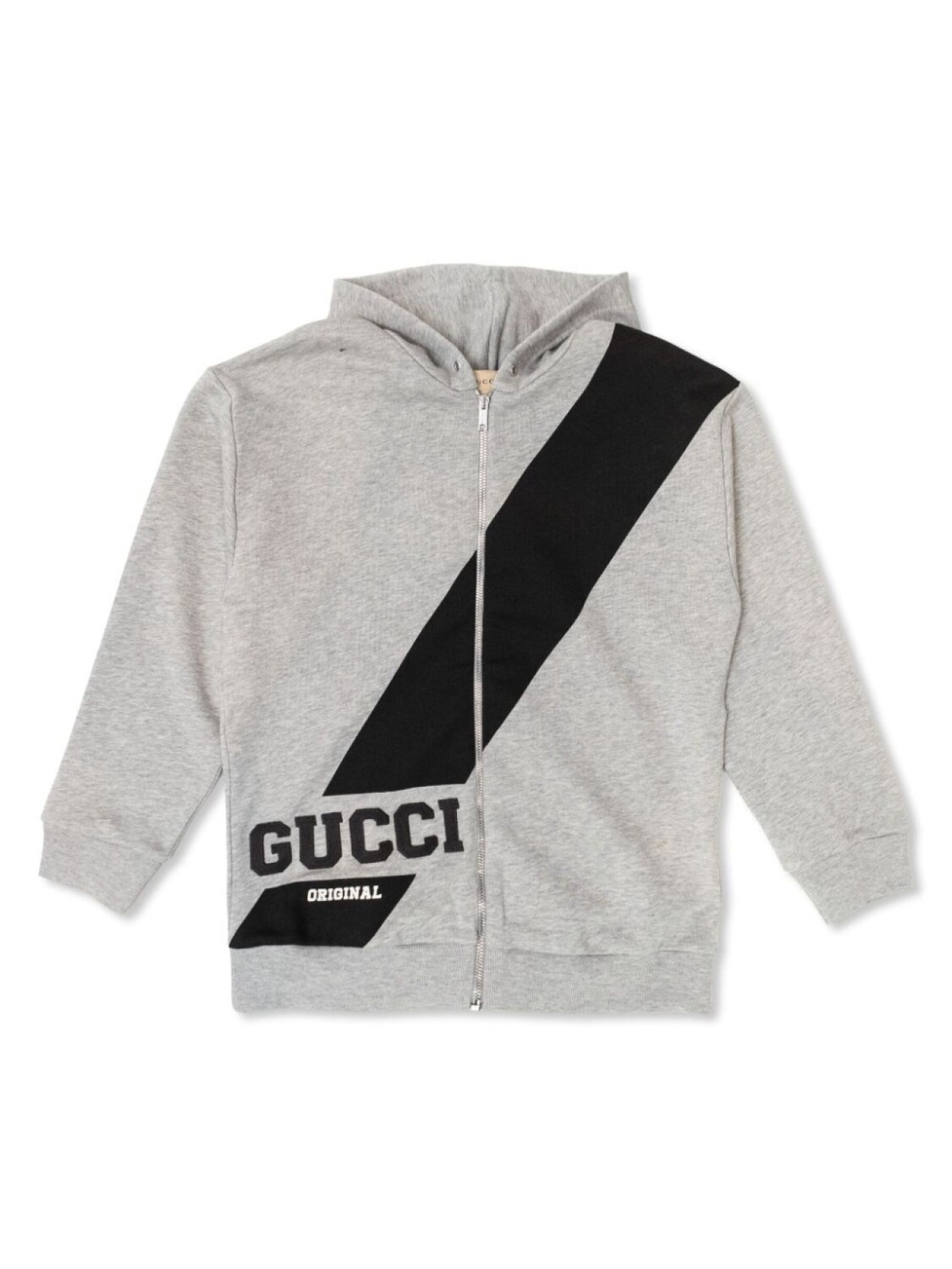 

Gucci Kids хлопковая толстовка с капюшоном и вышитым логотипом, серый