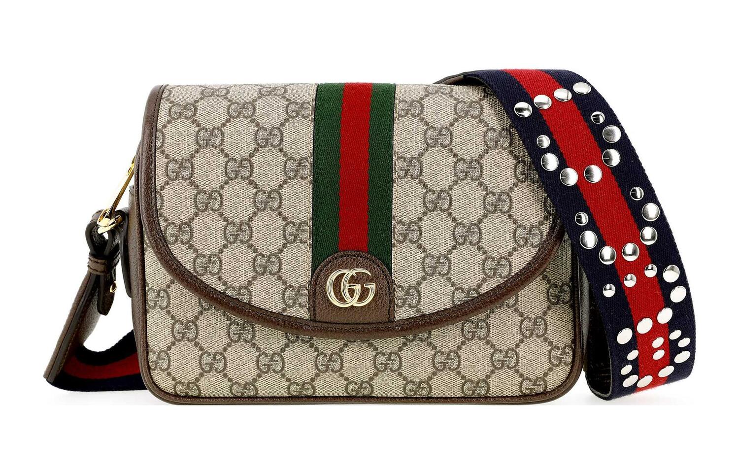 Сумка через плечо GUCCI Ophidia из канваса с кожаной отделкой — фото 2