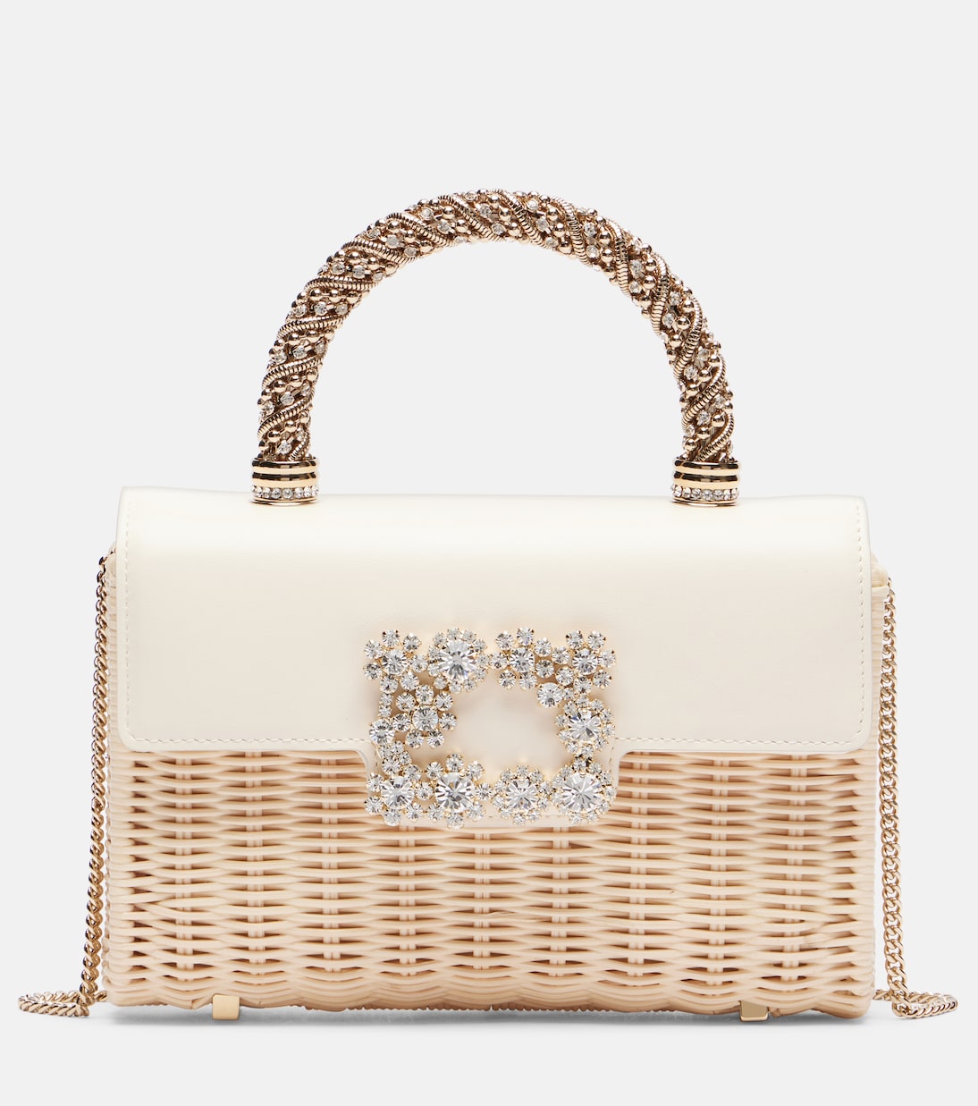 

Мини-сумка-тоут из ротанга Jewel Efflorescence Roger Vivier, Naturale Cire