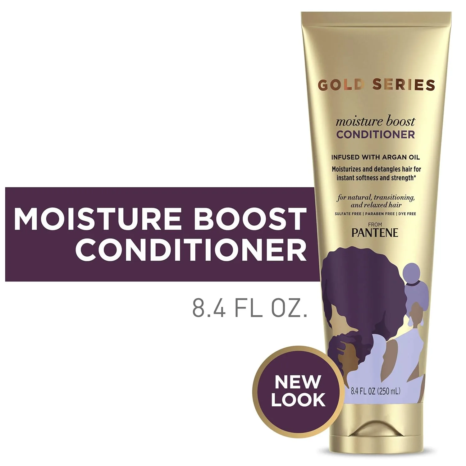 Увлажняющий кондиционер Pantene Pro-V Gold Series Moisture Boost для афроамериканских, этнических и кудрявых волос, 8, 4 жидких унции (упаковка из 12 штук), gold — фото 3