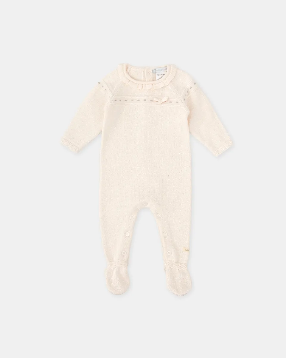 

Комбинезон с ножками для младенца из вязки сырого цвета Tutto Piccolo