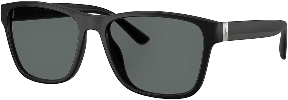 

Polo Ralph Lauren PH 4229U 500181 солнцезащитные очки квадратные пластиковые матовые черные с серыми поляризованными линзами