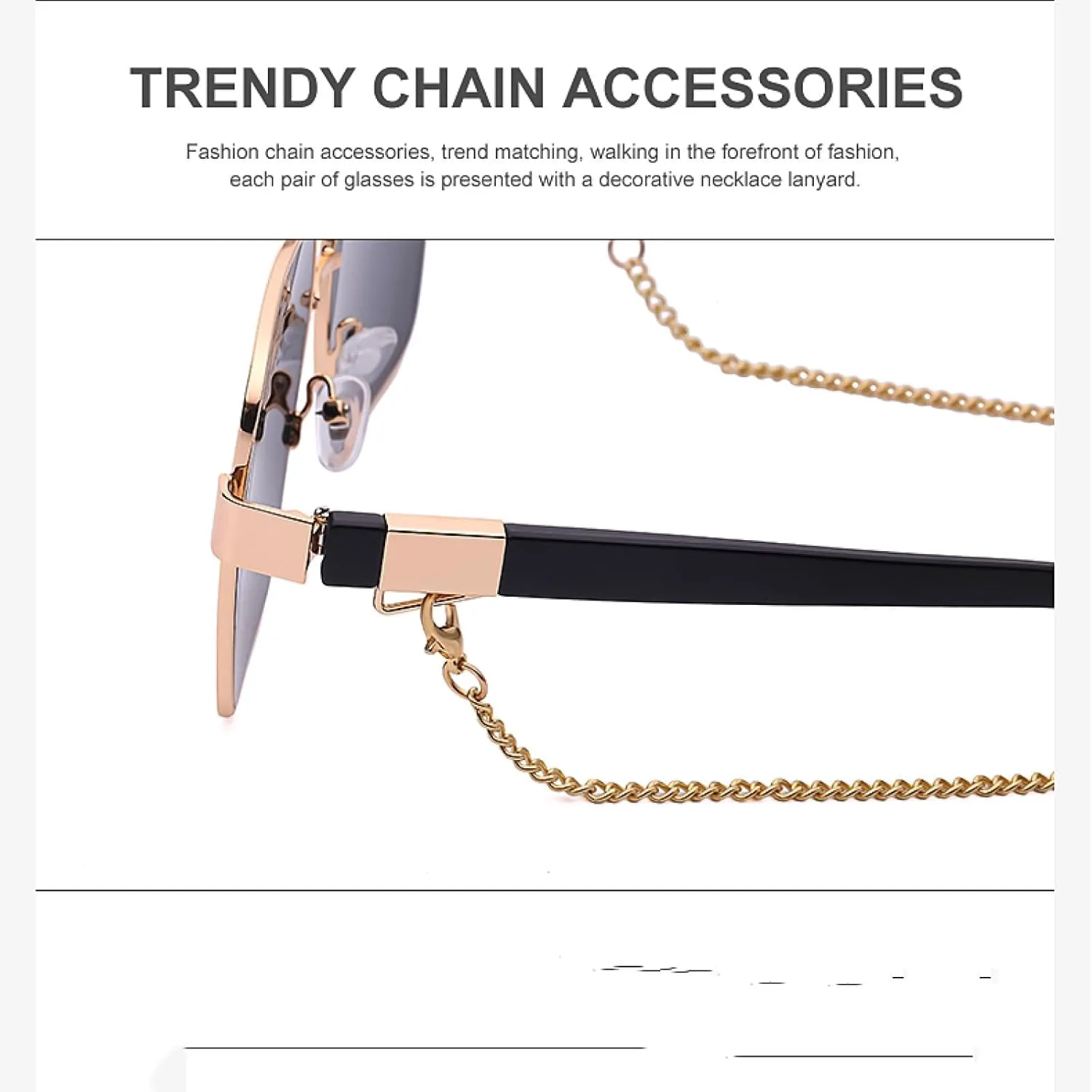 

Крупные солнцезащитные очки с цепочкой для женщин, винтажные классические солнцезащитные очки в металлической оправе, модные панк-очки generic, C5 Green Pink