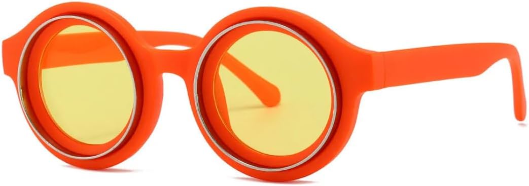 

Модные винтажные круглые солнцезащитные очки для женщин и мужчин, солнцезащитные очки в стиле панк, роскошные дизайнерские классические очки в стиле стимпанк с защитой от УФ-излучения UV400 SZVVBKK, Orange Yellow