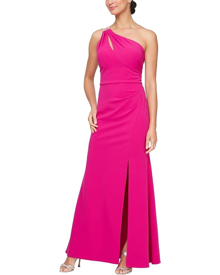 

Платье Alex Evenings Long Crepe One Shoulder with Embellished Strap Detail, фуксия, Розовый, Платье Alex Evenings Long Crepe One Shoulder with Embellished Strap Detail, фуксия