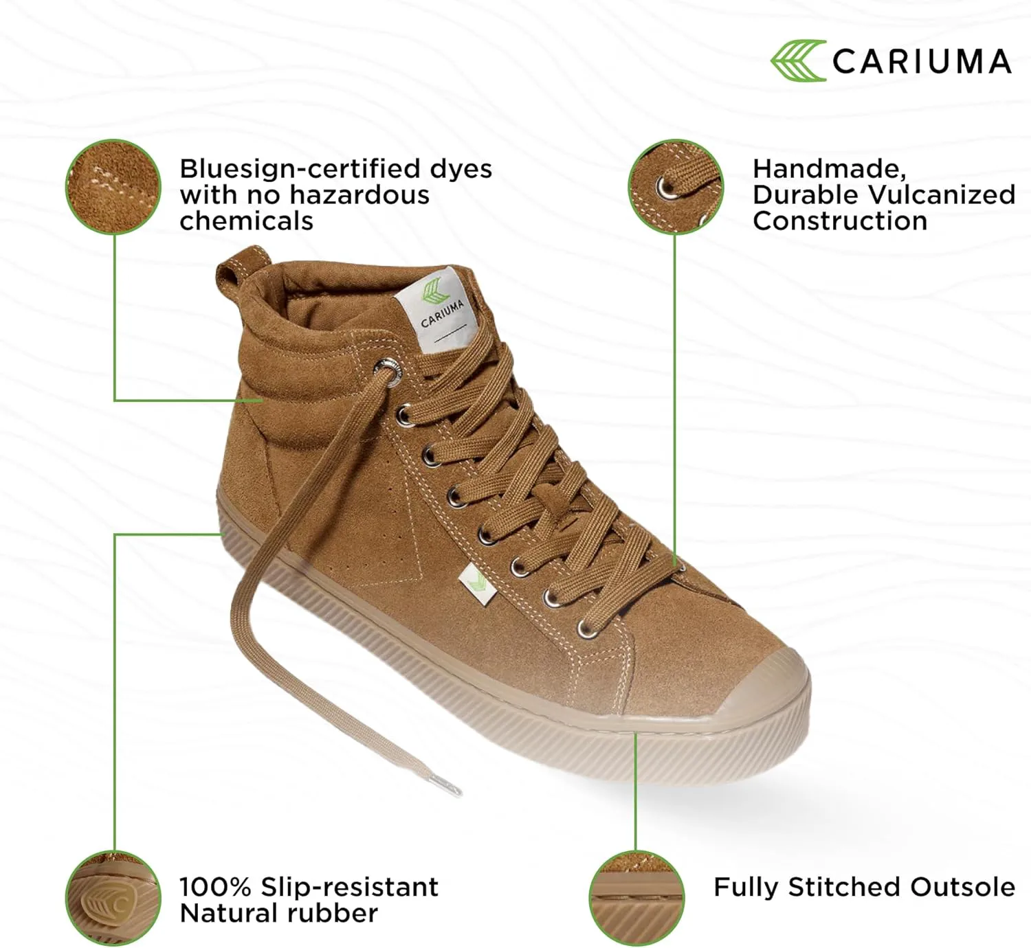 Ботинки Cariuma OCA Therma High Tops из замши, удобная обувь для мужчин, легкие и экологичные, универсальная повседневная обувь с 100% веганскими стельками и резиновой подошвой, коричневый — фото 4