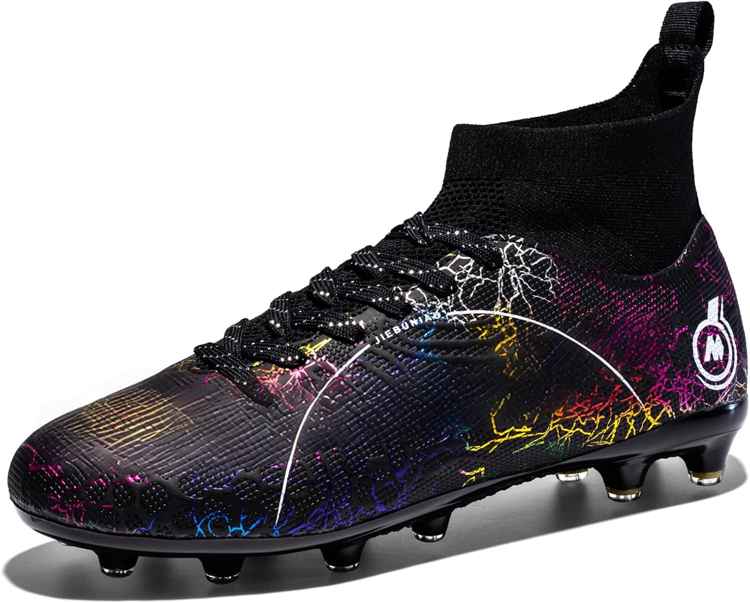 

Футбольные бутсы JUNNMRE для мужчин и женщин, детская футбольная обувь, высокие футбольные бутсы, кроссовки для футбола, для улицы и зала, черный