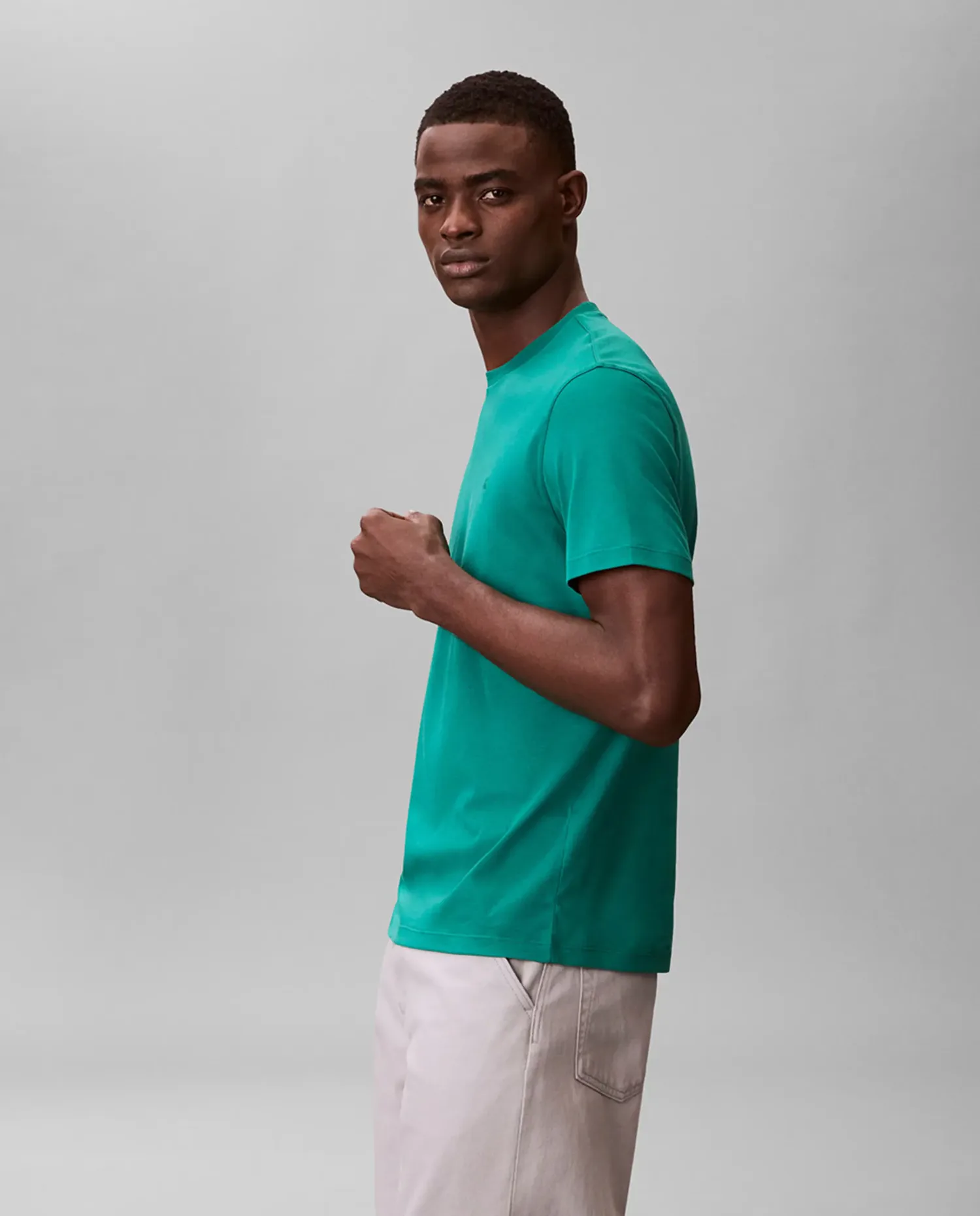 Мужская футболка Supima с вышитым логотипом Calvin Klein, зеленый — фото 3