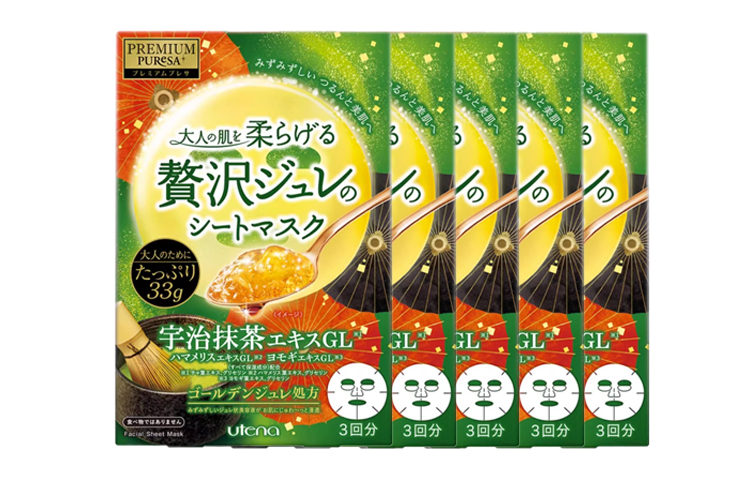Набор увлажняющих масок для лица Utena Premium Puresa Golden Jelly Mask, 33 г*3 шт/5 коробок — фото 2