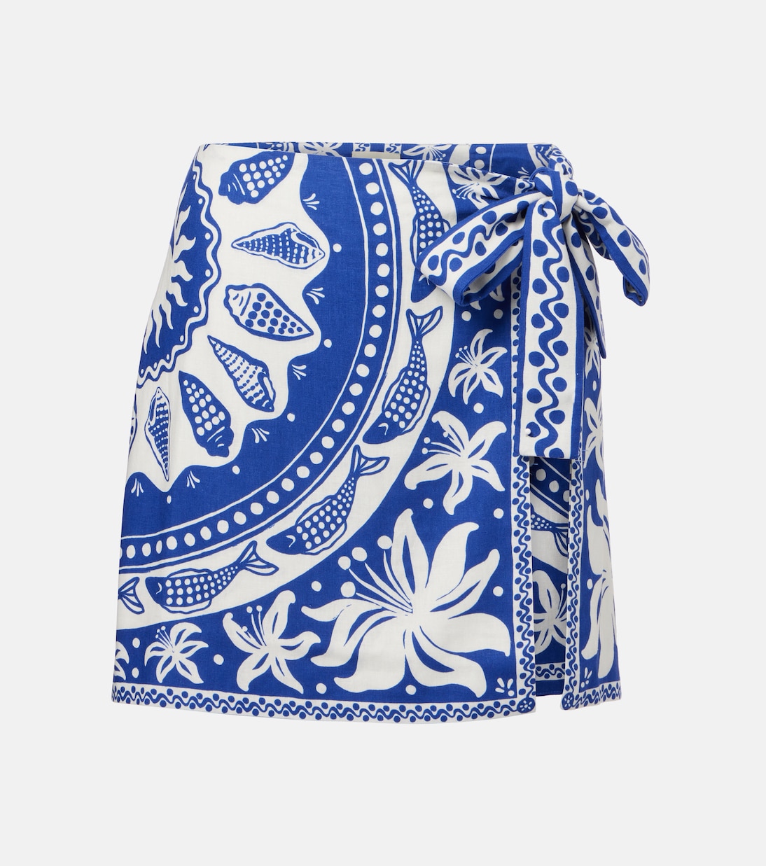 

Океанский шарф юбка-мини из смесового льна Farm Rio, Ocean Scarf Blue