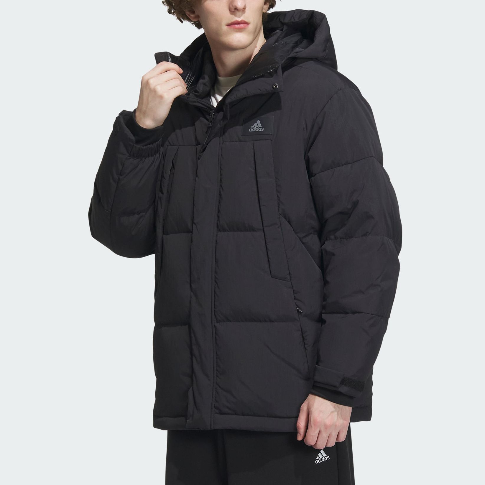 Adidas Мужская пуховая куртка черный черный серый, Black/Black/Gray — фото 3
