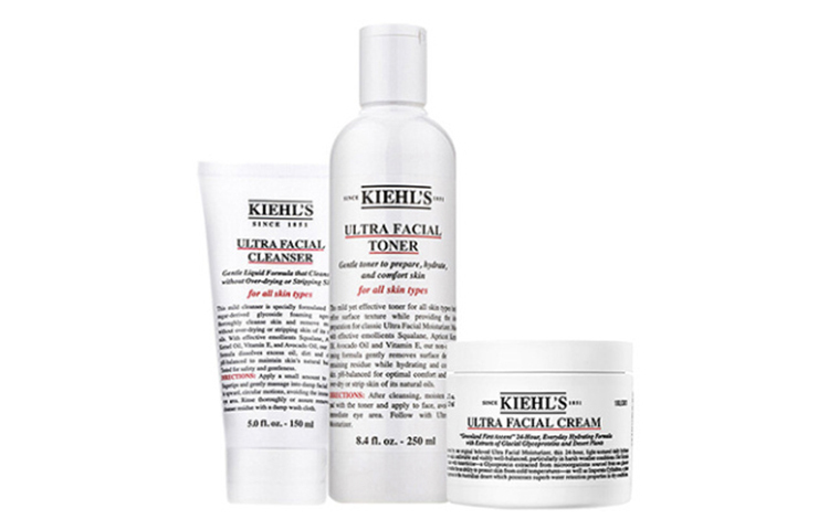 Набор средств для ухода за кожей Kiehl's Ultra Facial Set: очищающее средство, тоник и увлажняющий крем, 150 мл + 250 мл + 50 мл