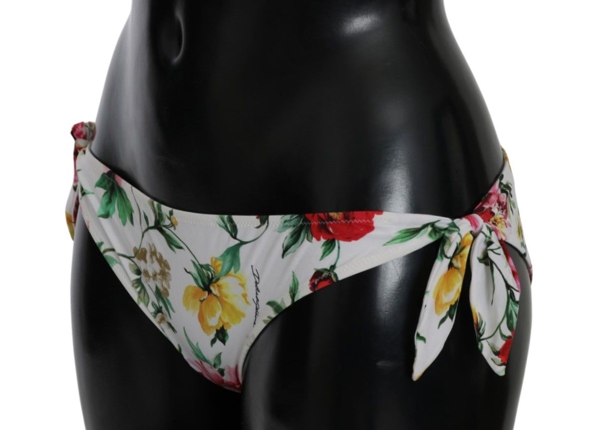 

Элегантные белые плавки бикини с цветочным принтом Dolce & Gabbana, белый