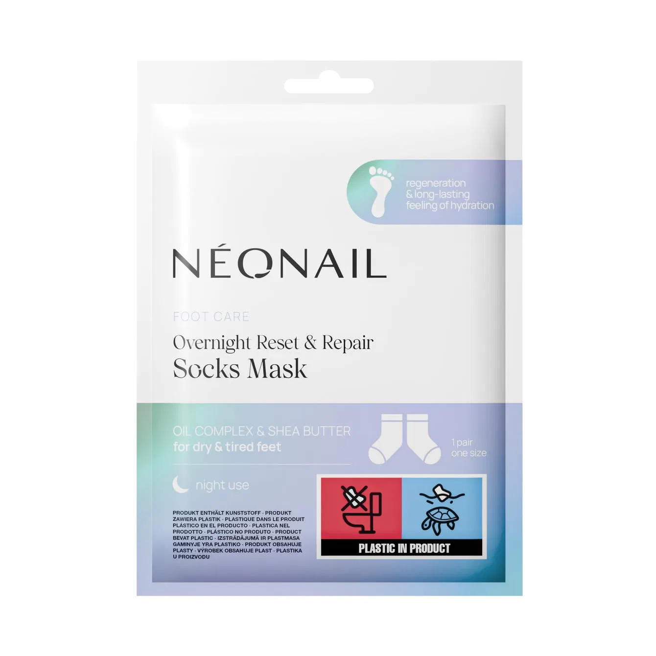 Увлажняющая маска-носки для ног NÉONAIL Reset & Repair (2 x 12 мл) Néonail, Overnight Reset & Repair Socks Mask