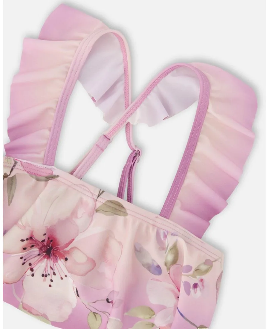 Детский купальник из двух частей Deux par Deux, фиолетовый flower print — фото 2