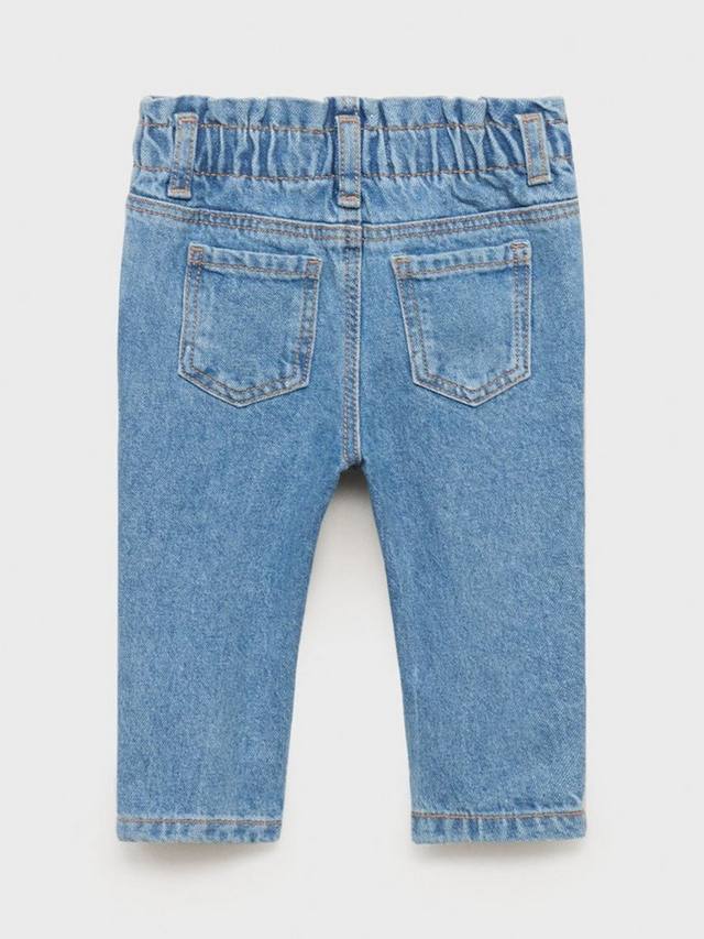 Детские джинсы из хлопка с резинкой и поясом бумажный пакет Mango, Medium Blue — фото 2