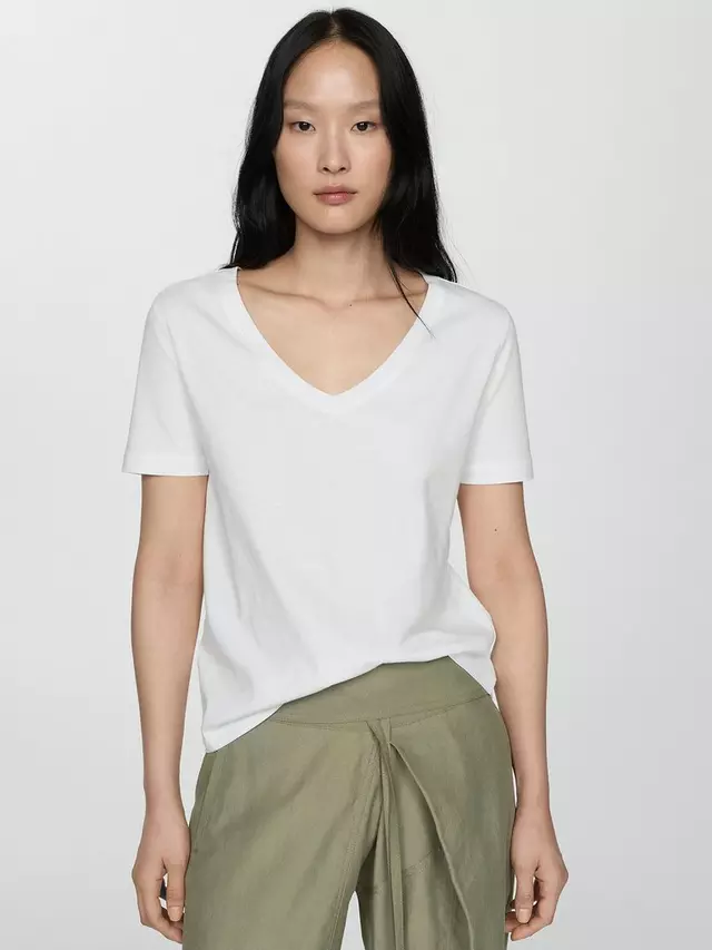 

Футболка Mango Chalapi V-Neck, белый
