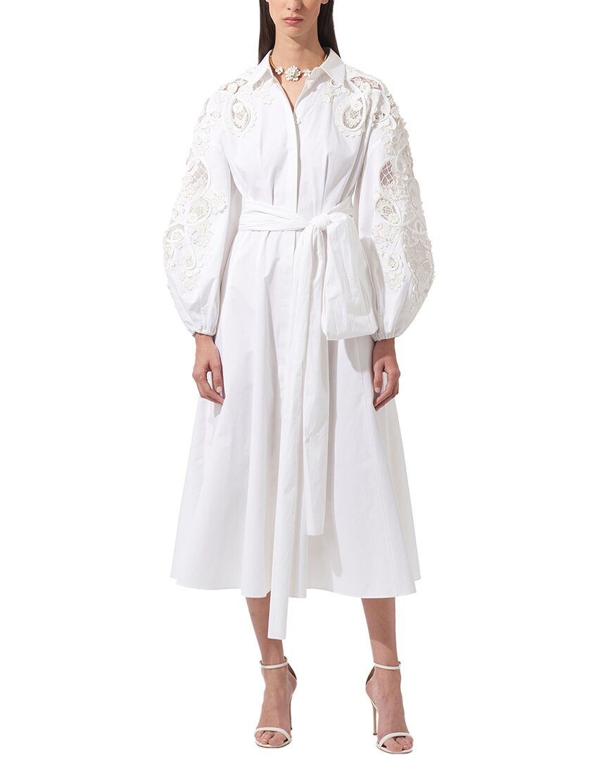 

Carolina Herrera Платье миди с открытой передней частью и рукавами-фонариками, белый