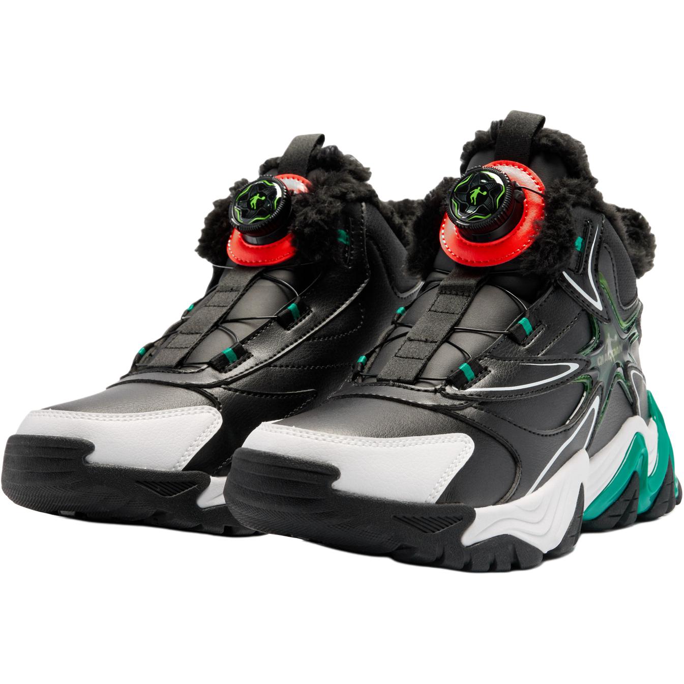 QIAODAN Crampons 3.0 противоскользящие и износостойкие теплые высокие детские повседневные кроссовки, черные, зеленые, подростковые, размер 34-42 — фото 3