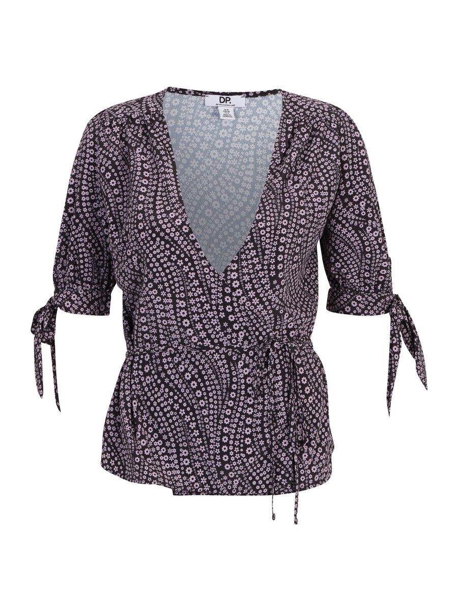 

Блуза Dorothy Perkins TALL MONO PRINT WRAP TOP, черный