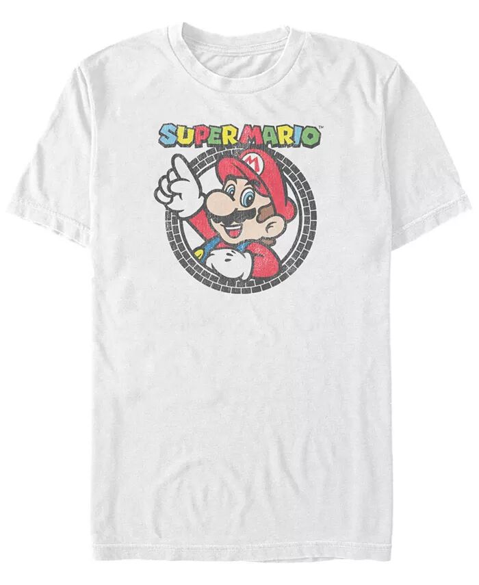 

Футболка с коротким рукавом и логотипом покрышек Nintendo для мужчин Super Mario Classic Fifth Sun, белый