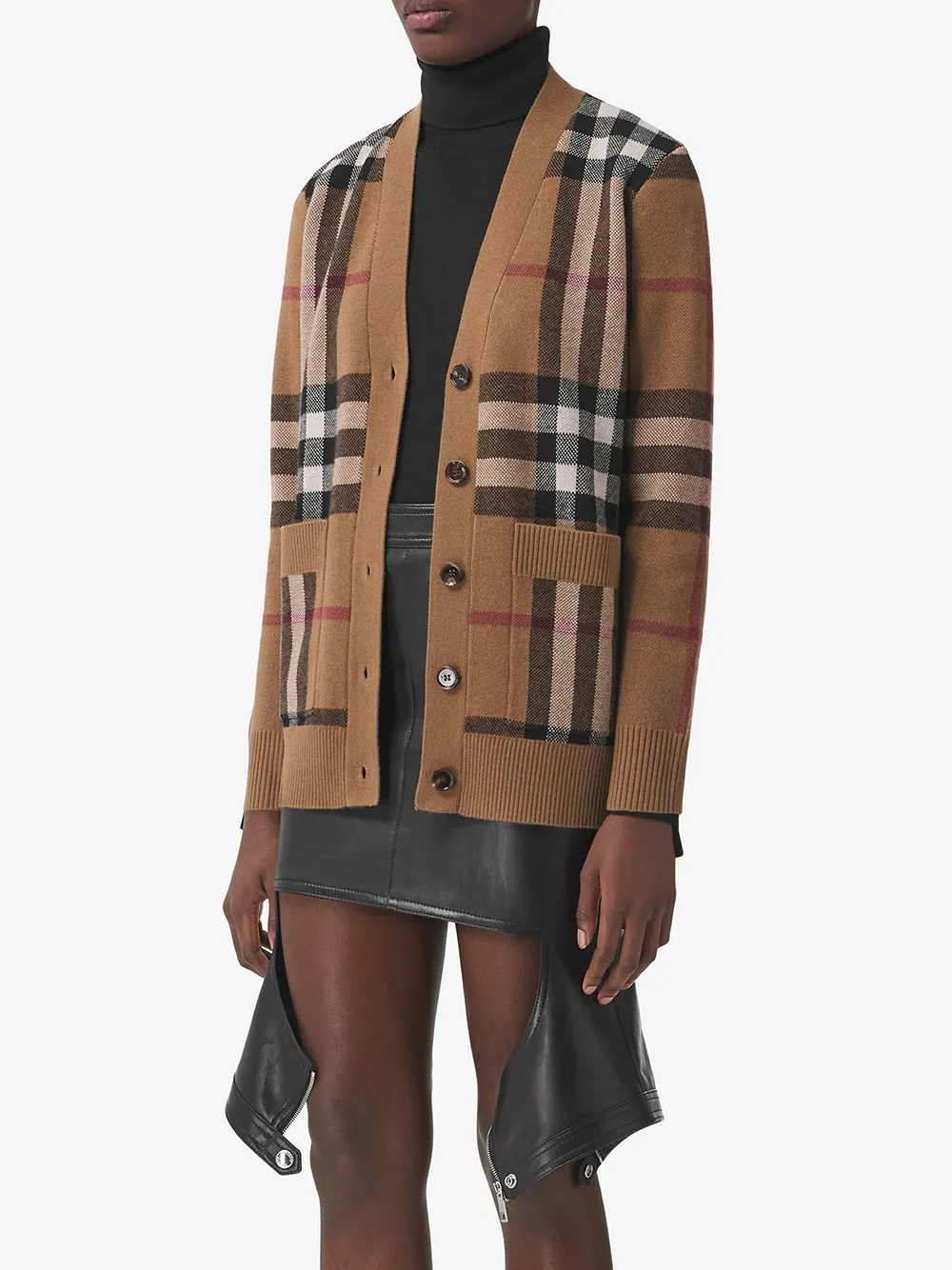 Кардиган Burberry Кашемировый в клетку, коричневый — фото 3
