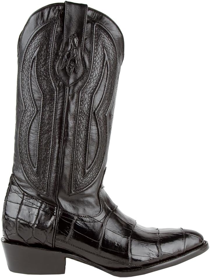 

Мужские ботинки Ferrini Italia Stallion с круглым носком из кожи американского аллигатора, средняя голень - черные, черный