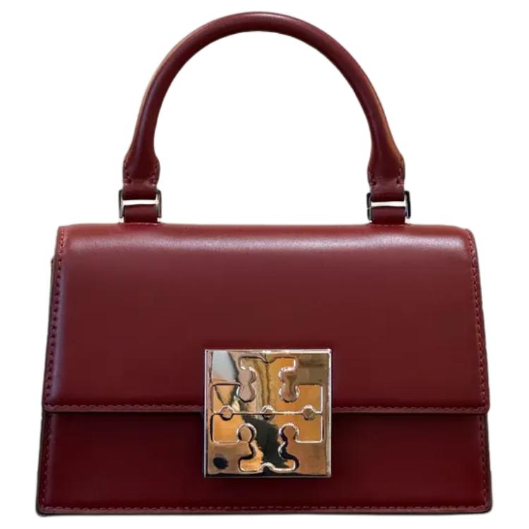

BON BON Сумка через плечо из телячьей кожи Мини женская Кирпично-красная TORY BURCH