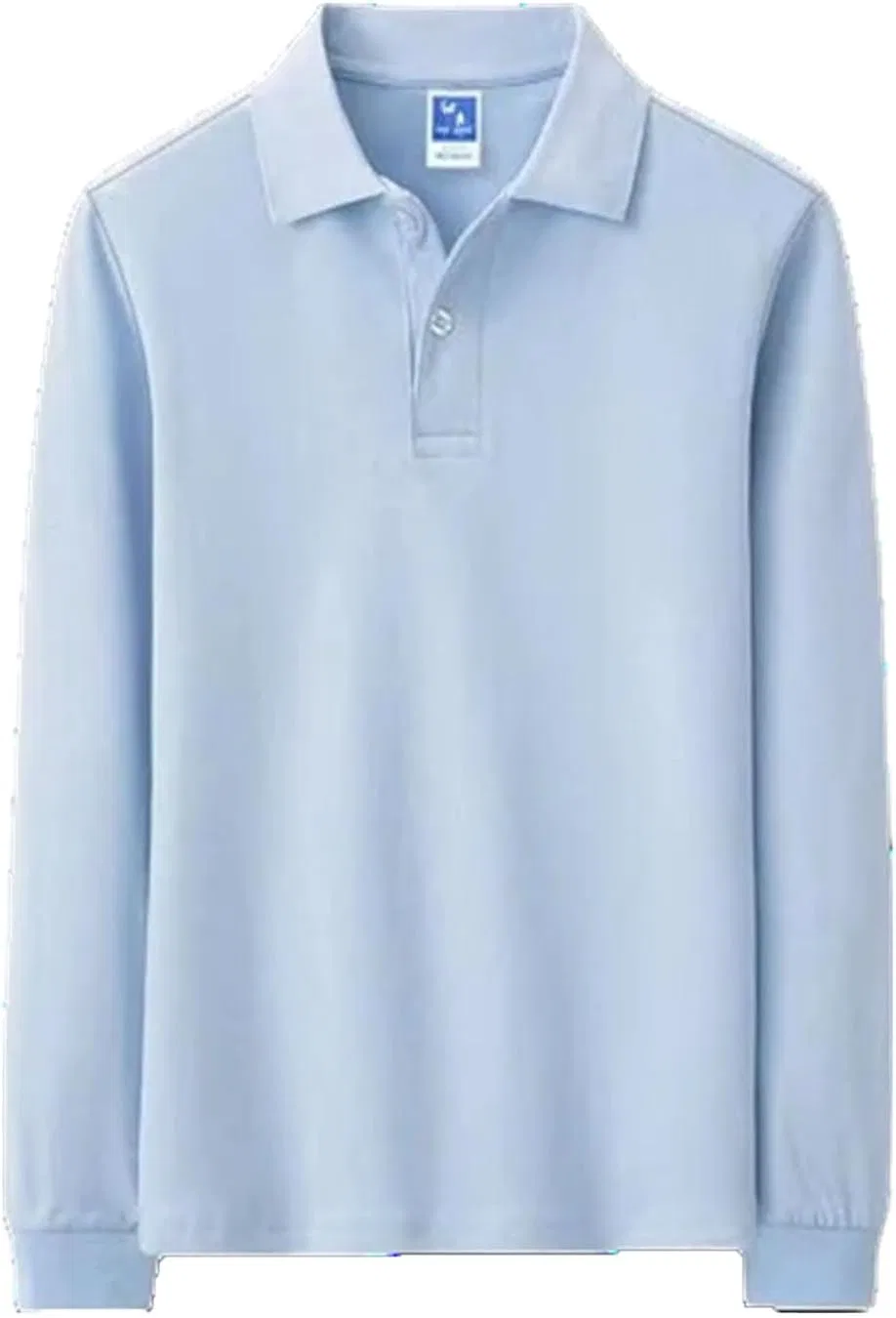 Мужская длинная футболка поло хлопковая, Light Blue