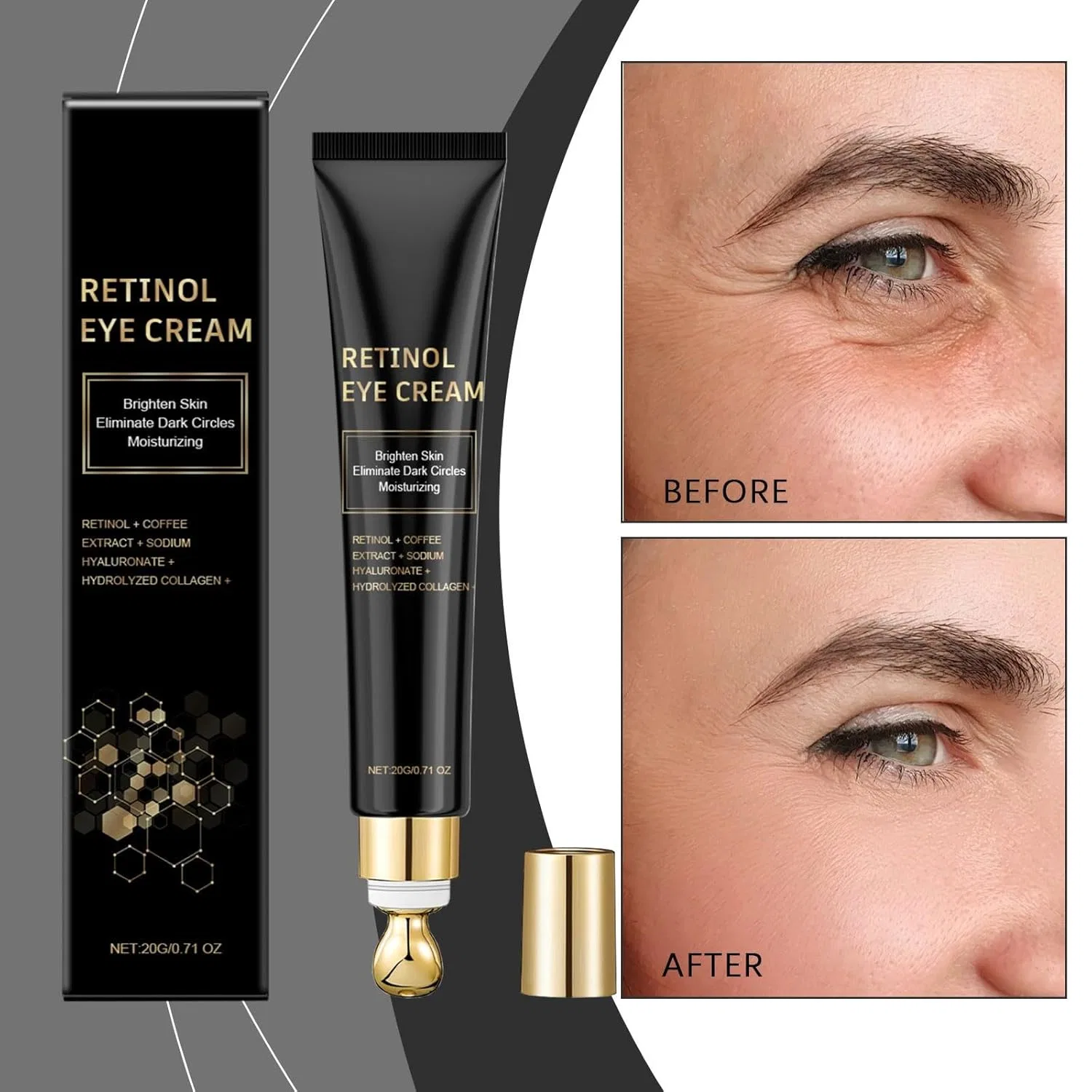 Крем для глаз с ретинолом и охлаждающим роликом от Retinol Generisch, 3Pc — фото 2