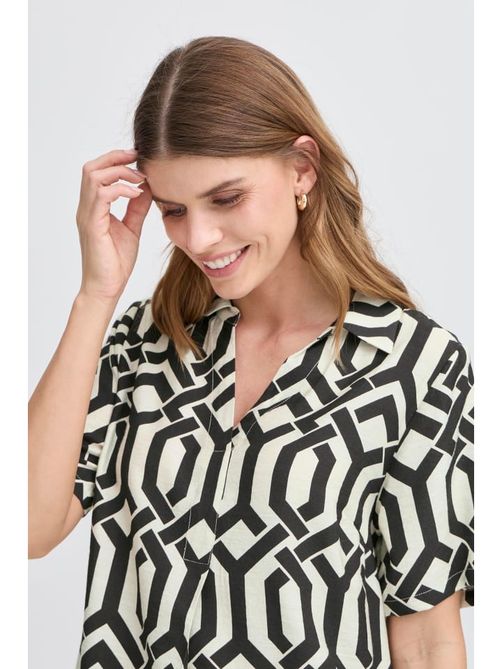 

Блузка с короткими рукавами FRARIANA, классический крой, цвет: белый, черный. Fransa