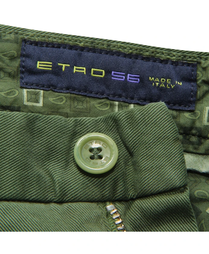 Зеленые хлопковые брюки, итальянского производства. Etro, зеленый — фото 4