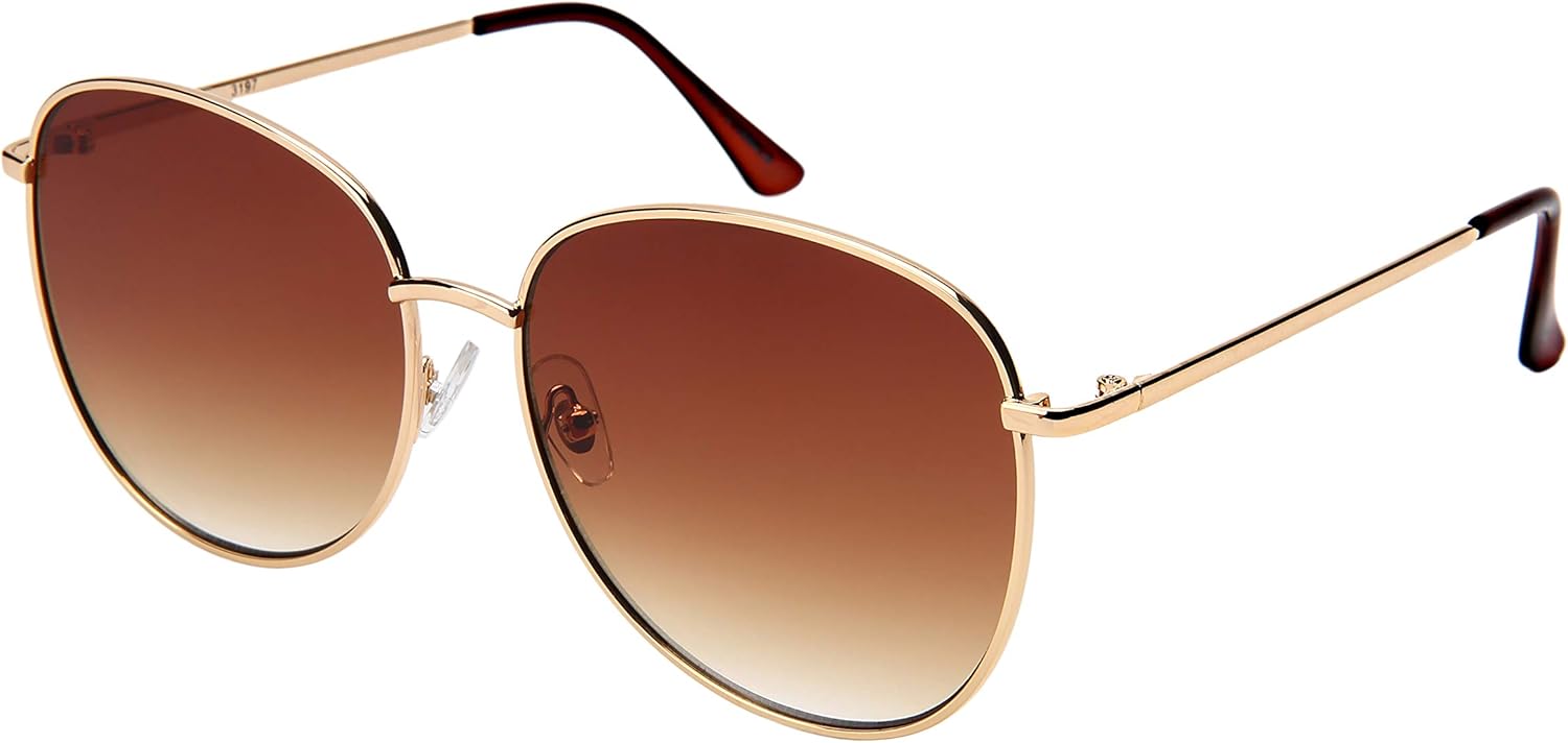 

Солнцезащитные очки EDGEIWEAR круглой формы для женщин, овальные солнцезащитные очки с плоскими зеркальными линзами 3197-FLOCR-2(G.ap2), Gold Frame/Brown Gradient Lens