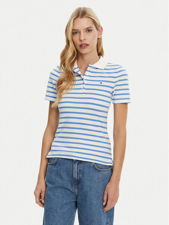 

Рубашка поло облегающего кроя 1985 WW0WW43225 Tommy Hilfiger, голубой