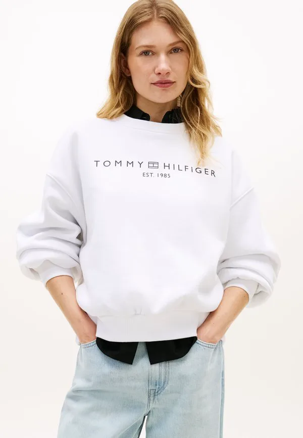 Свободная толстовка с круглым вырезом из флиса flex. Tommy Hilfiger, Optic White — фото 3