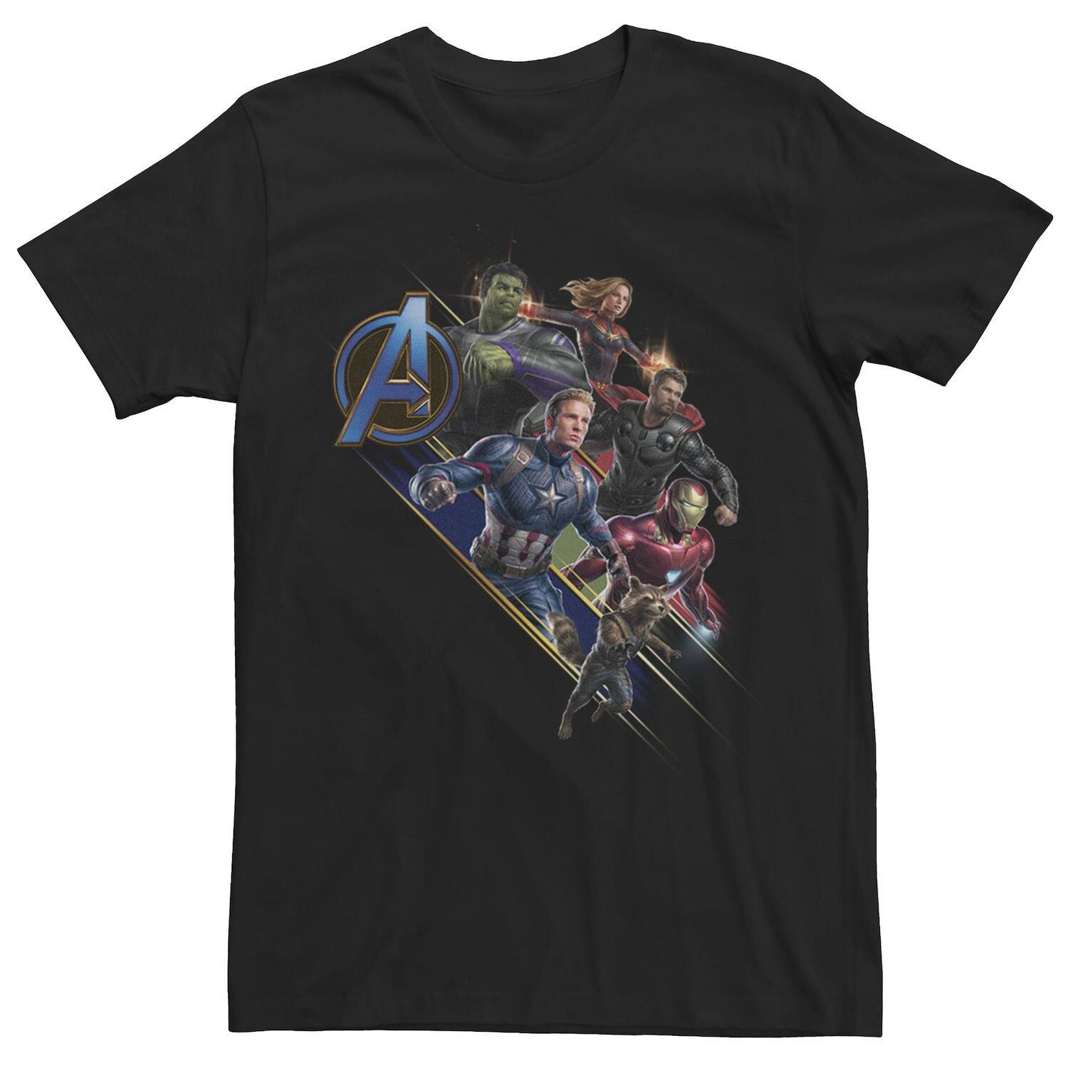 

Мужская футболка с логотипом Avengers Endgame Action Pose Marvel, черный
