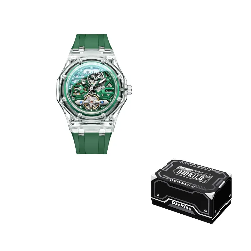 

Dickies Часы Wrist Watch Mechanical Movement Silicone Strap White Dial Men's Watch, 240U60LYXCL-568P3-37JX Green Dial